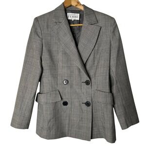 Gianfranco Ferre Blazer Size 42 US M Plaid Double Breasted Made in Italy Wool